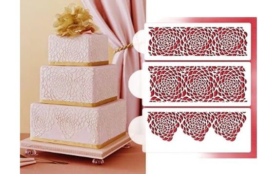 SADA GEOMETRICKÝCH ŠABLON - STENCIL CAMILLA ROSE CAKE SET - 3 VZORY