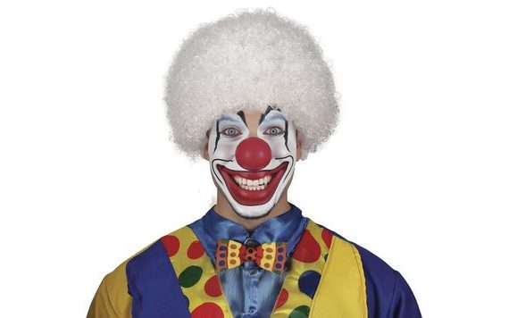 CLOWN WIG - JESTER - WHITE - AFRO