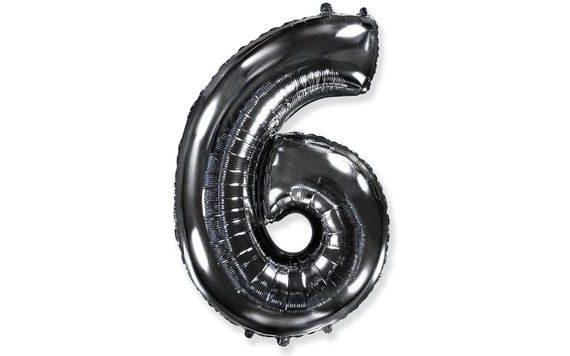 BALÓN FOLIOVÝ ČÍSLICE ČERNÁ - BLACK 102 CM - 6