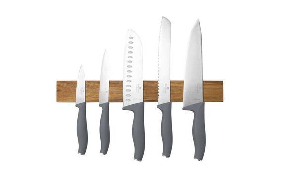 6-PIECE KNIFE SET WITH MAGNETIC HOLDER IN ACACIA WOOD - ASPEN COLLECTION
