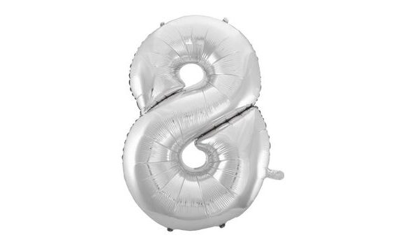 BALLOON FOIL DIGITS SILVER- SILVER 115 CM - 8