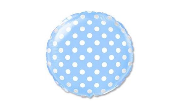 ROUND BLUE FOIL BALLOON WITH WHITE DOTS 45 CM