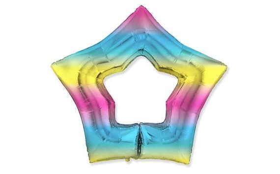 BALÓN FOLIOVÝ 70 CM HVĚZDA S OTVOREM DUHOVÁ - RAINBOW