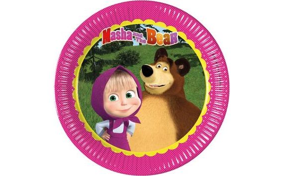 MASHA AND THE BEAR PAPER PLATES - 23 CM - 8 PCS - ECO