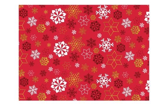 WRAPPING PAPER CHRISTMAS CLASSIC - RED WITH SNOWFLAKES - SHEETS 100X70 CM