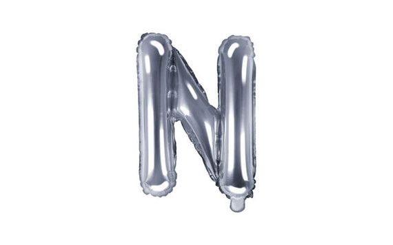 BALLOON FOIL LETTER "N", 35 CM, SILVER (NELZE PLNIT HELIEM)