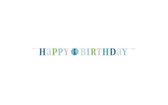 GIRLANDA 1. NAROZENINY - HAPPY BIRTHDAY - MODRÁ - 182 CM
