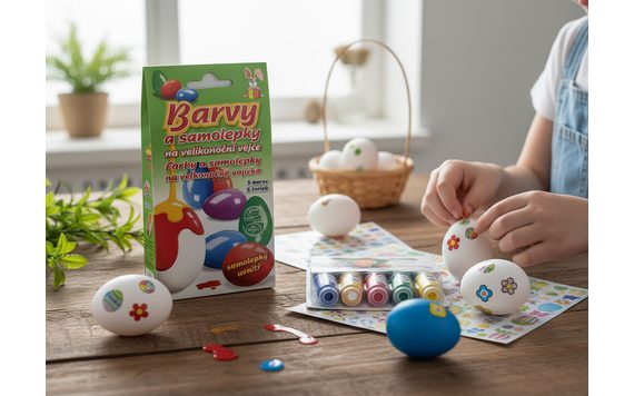 BARVY A SAMOLEPKY NA VELIKONOČNÍ VEJCE