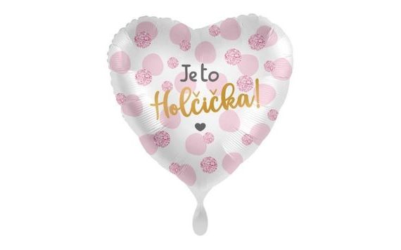 BALÓN FOLIOVÝ - JE TO HOLČIČKA - SRDCE - 43CM