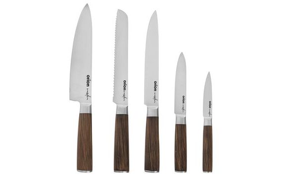 WOODEN HANDLE KITCHEN KNIFE SET - 5 PIECES