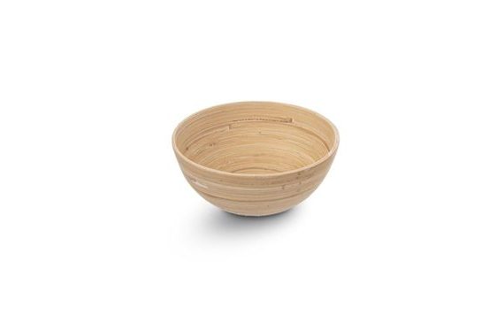 TURNED BAMBOO BOWL, 14 CM DIAMETER