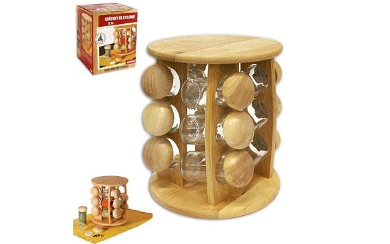 KOŘENKA SKLO/DŘEVO 12 KS+STOJAN DŘEVO