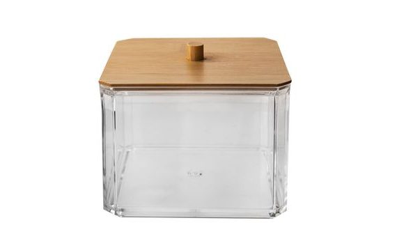 WHITNEY COTTON PAD CONTAINER IN PLASTIC/BAMBOO