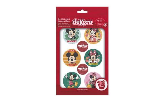 DEKORACE Z JEDLÉHO PAPÍRU NA CUPCAKY MICKEY A MINNIE 5,8CM 6KS