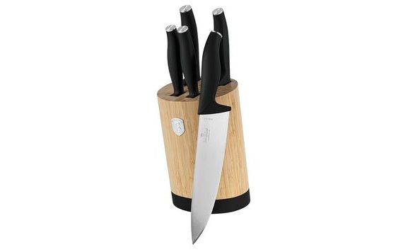 BAMBOO KNIFE SET WITH STAND 6 PCS MATT BLACK COLLECTION