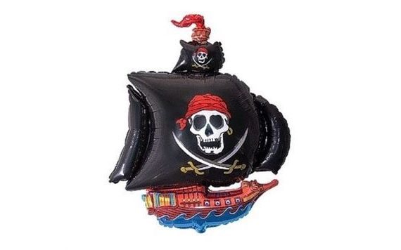 PIRATE FOIL BALLOON - PIRATE SHIP - SKULL - 45 CM