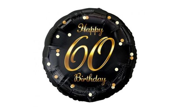 FÓLIA LÉGGÖMB 60 ÉVES - BOLDOG SZÜLETÉSNAPOT - 45 CM