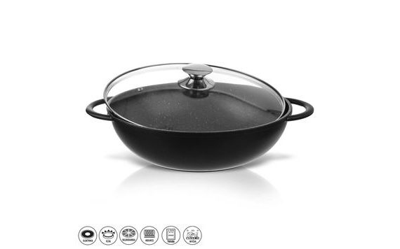 WOK GRANDE SERPENYŐ ÁTMÉRŐJE 32 CM ÜVEGFEDÉLLEL