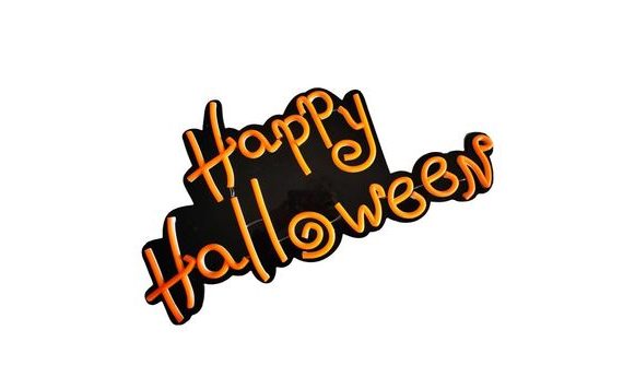 LED NEON SVÍTÍCÍ NÁPIS - HAPPY HALLOWEEN - ORANŽOVÝ