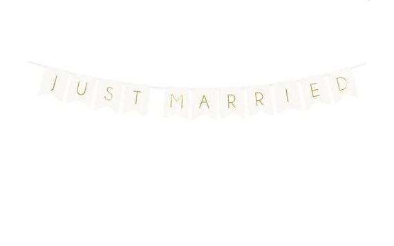 JUST MARRIED GARLAND / NEWLYWEDS - WEDDING - WHITE - 15 X 155 CM