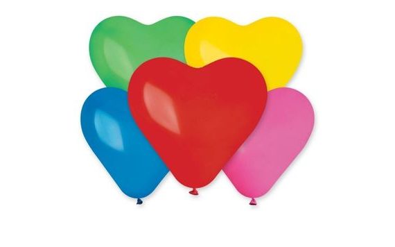 BALLOON HEART COLOURED 1 PCS