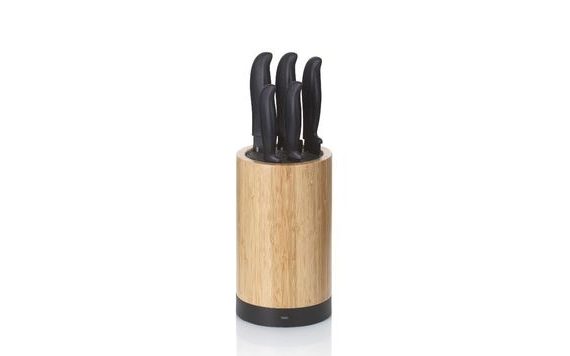 ACIDA BLACK BAMBOO KNIFE SET WITH STAND - 24.5CM X 13.0CM