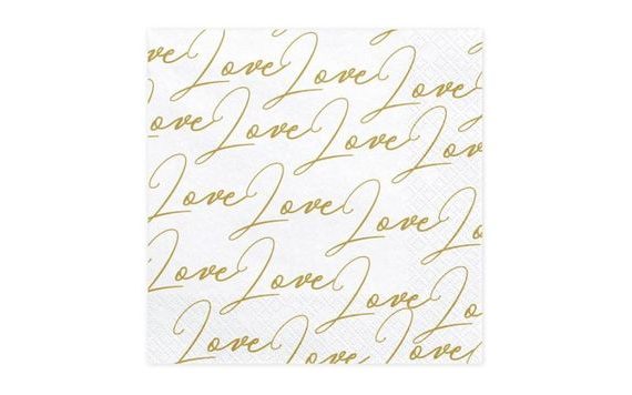 LOVE NAPKINS, WHITE, 33X33CM
