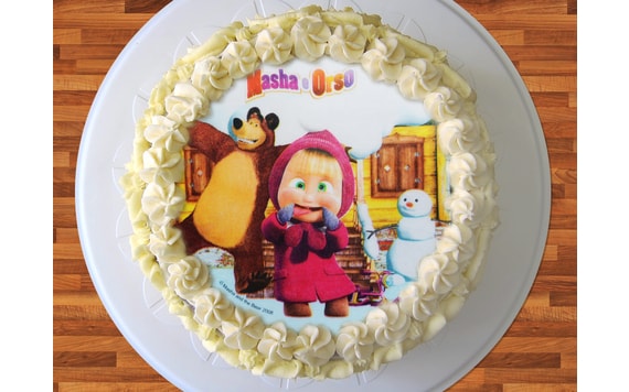 EDIBLE PAPER MASHA AND THE BEAR WITH A SNOWMAN