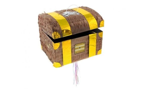 TREASURE CHEST PIÑATA - PIRATE - 30 X 25 X 34 CM - PULL STRING