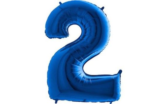 BLUE FOIL NUMBER BALLOON - 115 CM - 2