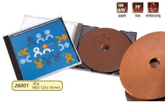 PROMOTIONAL CHOCOLATE CD 35G IN A PLASTIC CASE WITH YOUR DESIGN/LOGO – FROM 100 PCS
