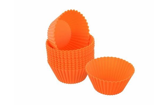 SILIKÓNOVÉ KOŠÍČKY NA MUFFINY - CUPCAKE FORMIČKA 12 KS ORANŽOVÉ (5,5 X 2,5 CM)