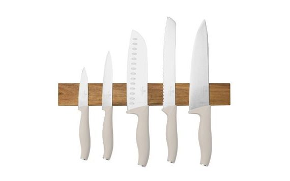 6-PIECE KNIFE SET WITH MAGNETIC HOLDER FROM ACACIA WOOD - SAHARA COLLECTION