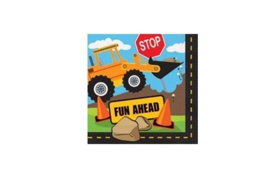 CONSTRUCTION-THEMED PAPER NAPKINS - 32 X 32 CM - 16 PCS