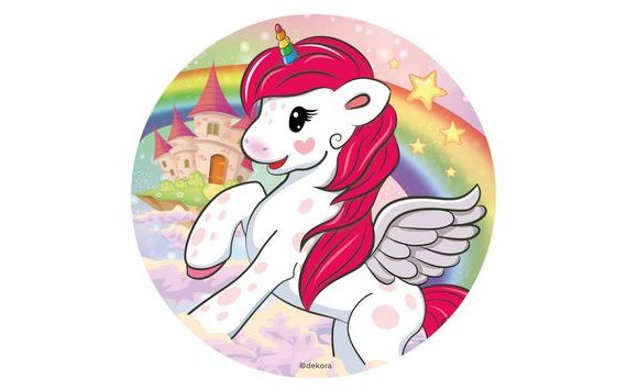 FONDÁNOVÝ LIST NA TORTU JEDNOROŽEC A DÚHA 16CM