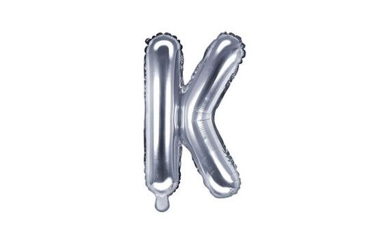 BALLOON FOIL LETTER "K", 35 CM, SILVER (NELZE PLNIT HELIEM)