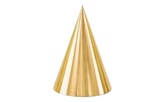 GOLD PARTY HATS - 16 CM - 6 PCS