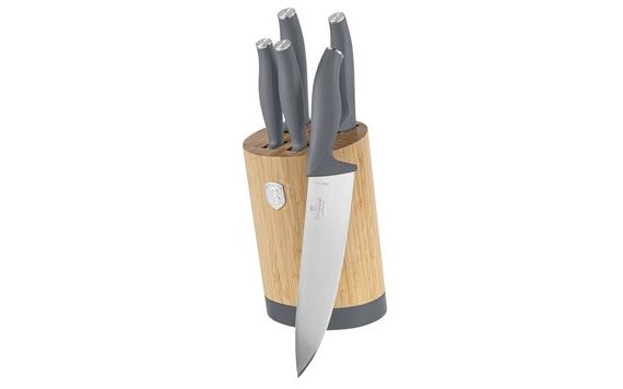 BAMBOO KNIFE SET WITH STAND, 6 PCS - ASPEN COLLECTION
