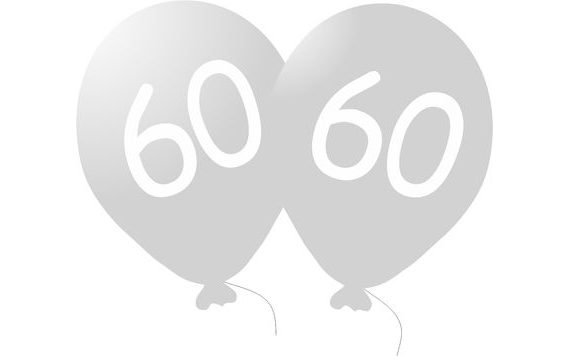 STRIEBORNÝ METALICKÝ BALÓN NA 60. NARODENINY