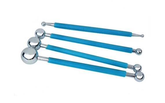 MODELLING SET OF 4 BONE TOOLS 8 SIZES - STEEL BALLS