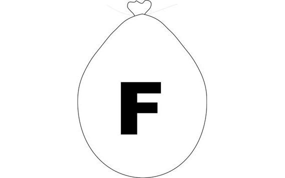 WHITE LETTER F BALLOON
