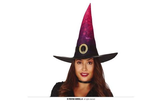 KLOBOUK ČARODĚJNICE - DOSPĚLÝ - ČERNORŮŽOVÝ - HALLOWEEN