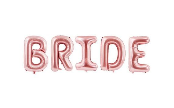 BALLOON FOIL SIGN BRIDE - ROSE GOLD, 280X86 CM