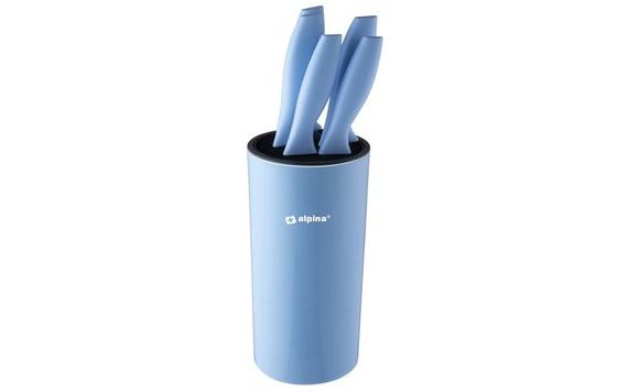 6-PIECE KNIFE SET IN STAND - BLUE