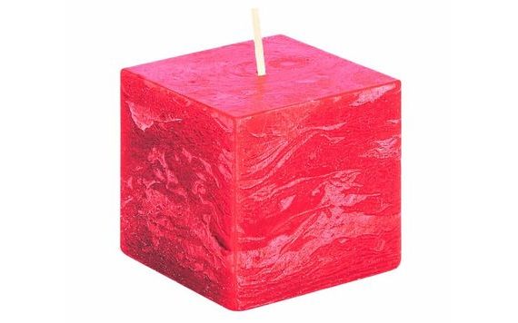 CANDLE CUBE LIGHT RED RUSTIC 68/68/65