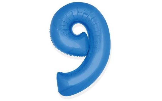 KÉK FÓLIÁS LUFI SZÁM 35 CM - 9 (NEM TÖLTHETŐ HÉLIUMNAL)
