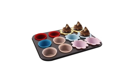 Forma teflonová nepřilnavá na muffiny s 12 silikonovými košíčky - ORION -  Formy na muffiny - Na muffiny a cupcakes, Na pečení - Svět cukrářů