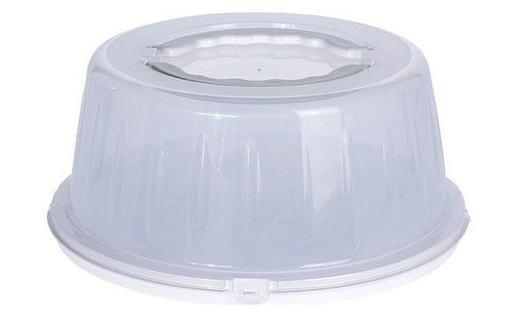 ROUND CAKE BOX WITH LID PORTABLE WHITE - 33 CM