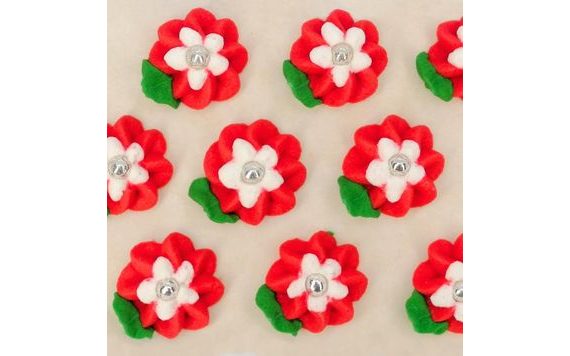 CUKROVÉ DEKORÁCIE – VEĽKÉ KVETY NA PLATÍČKU (9 KS)