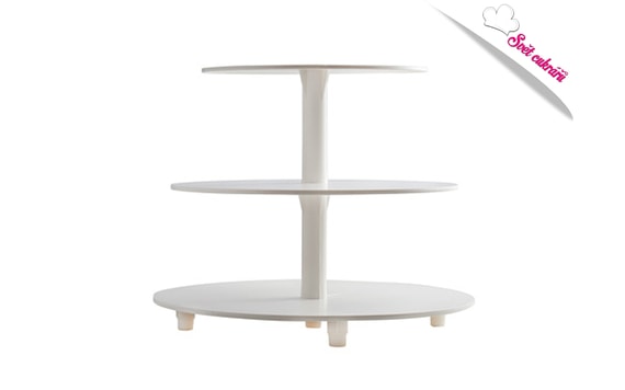 CAKE STAND, 3 TIERS WITH A CENTRAL COLUMN